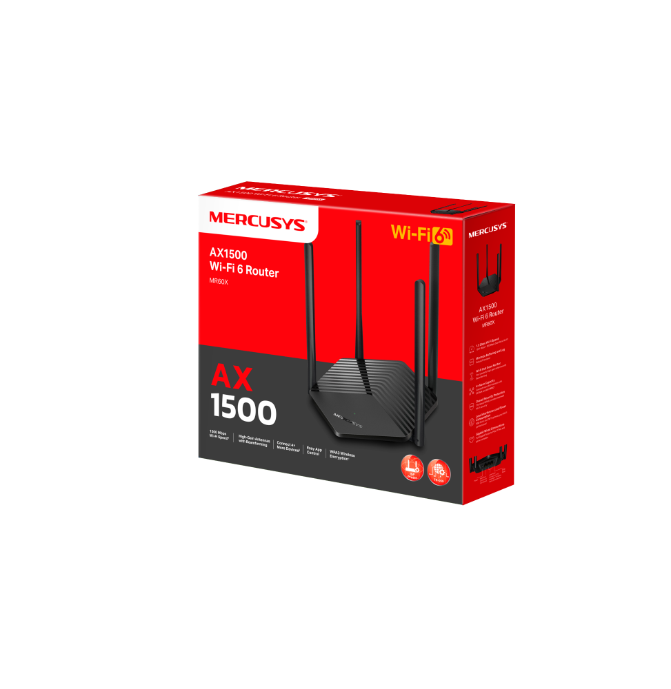 Mercusys Mr60x Router Inal. Wifi6 Gigabit Ax1500 4 antenas